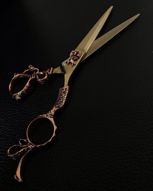 Luxury Rose Gold Scissors with Red Gemstones