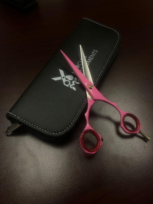 Pink Professional Hair Shears and Black Case